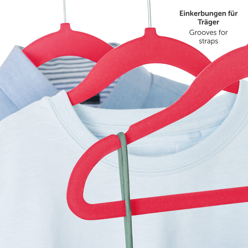 Blumtal 50er-Set Kleiderbügel für Kinder mit Samtbezug - Kinderkleiderbügel platzsparend, Baby Kleiderbügel samt für Kinderkleidung und Babykleidung, 360° drehbar, Pink