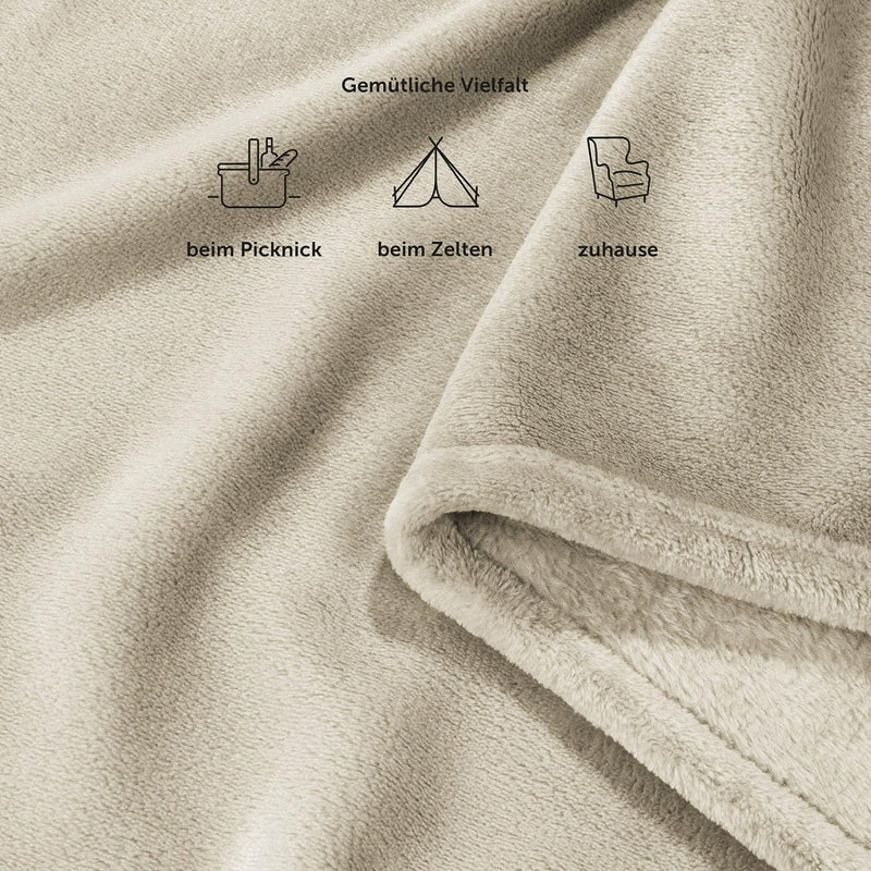 Blumtal Kuscheldecke aus Fleece - hochwertige Decke, Oeko-TEX® Zertifiziert in 150x200 cm, Kuscheldecke flauschig als Sofadecke, Tagesdecke oder Winterdecke, Sand - beige