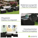 Juskys Polyrattan Lounge Punta Cana L wetterfest mit Sofa, Sessel, Hocker, Tisch & Kissen - 4-5 Personen - Gartenlounge Gartenmöbel Set schwarz/Creme