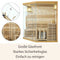 Artsauna Saunakabine Espoo200 Premium Naturstein-Wand — 5 Personen — mit Harvia Ofen, Hemlock Holz, Glasfront, LED Farblicht, Thermometer & Sanduhr