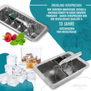 Dreiklang 2er Set robuste Eiswürfelform Eiswürfelbehälter hochwertig polierter Edelstahl mit Hebel langlebig und plastikfrei im Vintage Stil, 2 Stück