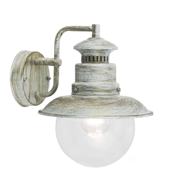 Brilliant Lampe Artu Außenwandleuchte hängend weiß-goldfarbig | 1x A60, E27, 60W, geeignet für Normallampen (nicht enthalten) | IP-Schutzart: 44 - spritzwassergeschützt