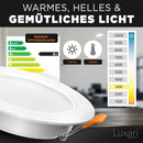 Luxari LED Einbaustrahler 230V flach − Strahlende LED Einbauleuchten [6er Set 8W] − Bad LED Spot [3000K warmweiß] − Deckenstrahler − IP54
