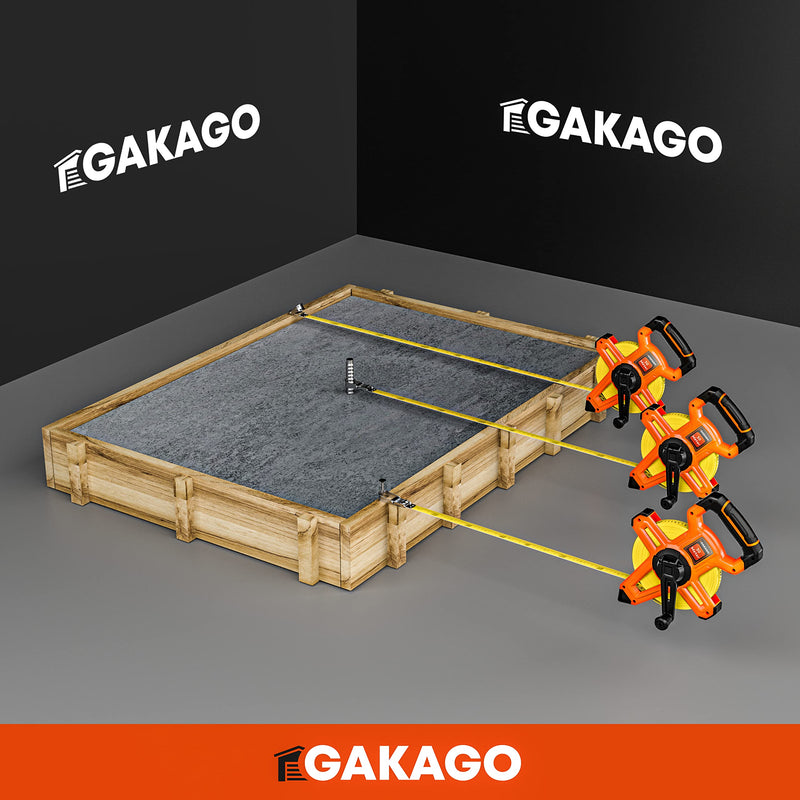 Gakago Bandmaß 30m - 3-fach übersetztes Rollmaßband mit klappbarem Hebel - Ergonomischer & rutschfester Maßband Haltegriff - Masbandrolle mit Messpunkt-Markierspitze und flexiblen Messhaken