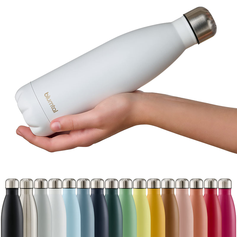 Blumtal Trinkflasche Charles - auslaufsicher, BPA-frei, stundenlange Isolation von Warm- und Kaltgetränken, 500ml, weiß