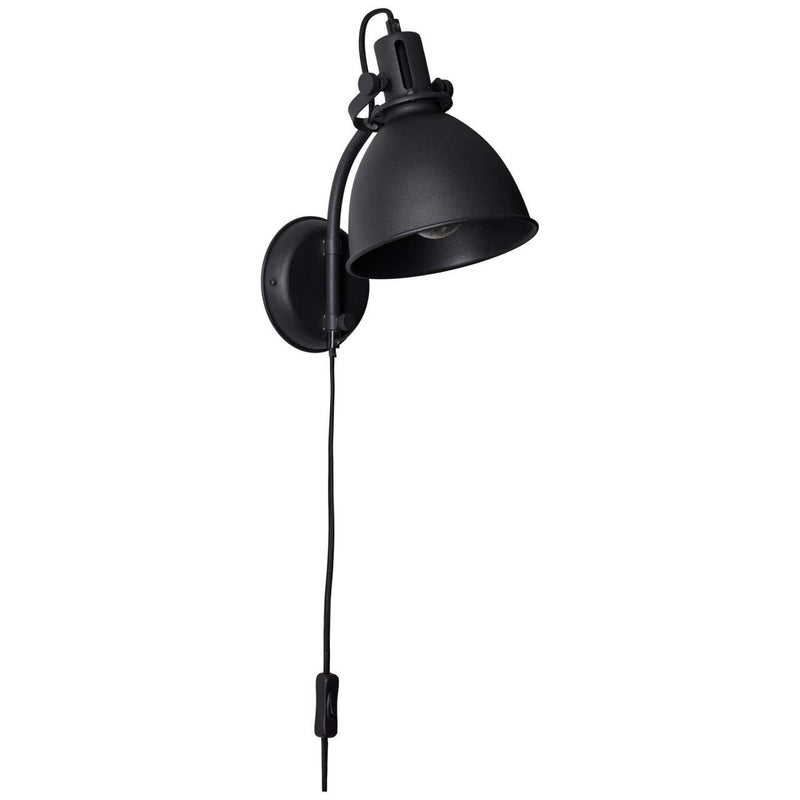 Brilliant Lampe Jesper Wandspot Zuleitung und Schalter schwarz korund | 1x A60, E27, 40W, geeignet für Normallampen (nicht enthalten) | Mit Zuleitung und Schnurzwischenschalter