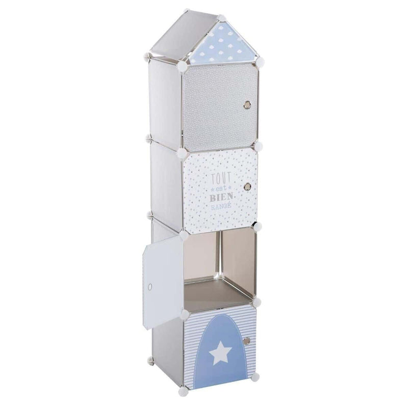 Kinder Aufbewahrungsboxen Colonne - grau und blau 34 × 139 cm - Grau - Atmosphera créateur d'intérieur