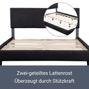 Juskys Polsterbett Bolonia 140 x 200 cm mit Matratze — Bett inkl. Lattenrost & Kopfteil — Holzgestell & Kunstleder — schwarz — Jugendbett