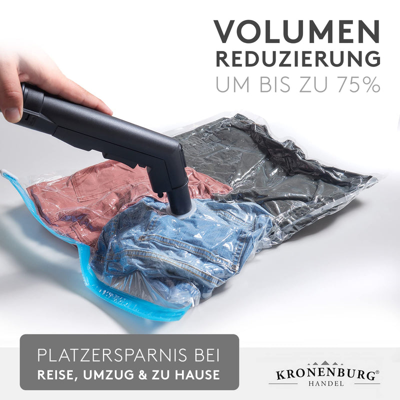 Kronenburg Vakuumbeutel für Kleidung 20er Set - Vakuum Kleiderbeutel wiederverwendbar – 3 Größen Aufbewahrungsbeutel für Kleidung Bettwäsche Winterkleidung und mehr - weitere Sets wählbar