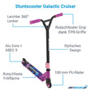 ArtSport Stunt Scooter Galactic Cruiser - Trick Roller für Kinder & Jugendliche - 360° Lenker, 100 mm Alu Räder - Kinderroller Lila Schwarz