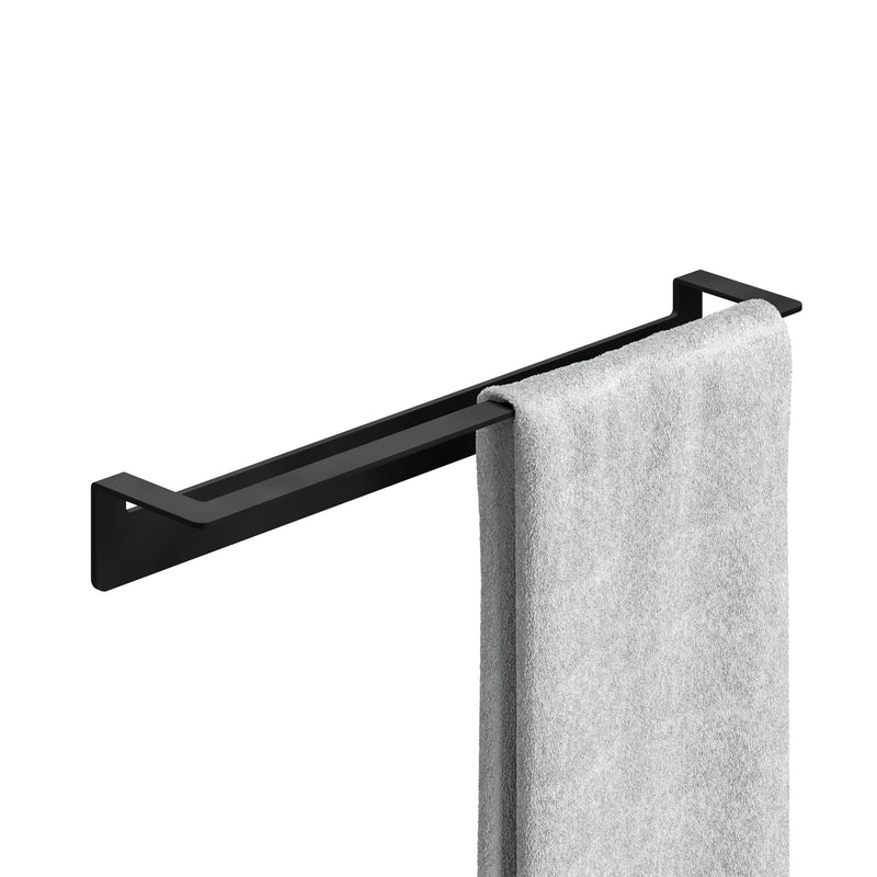 WEISSENSTEIN Handtuchstange Edelstahl ohne Bohren 45cm schwarz - Handtuchhalter Bad selbstklebend