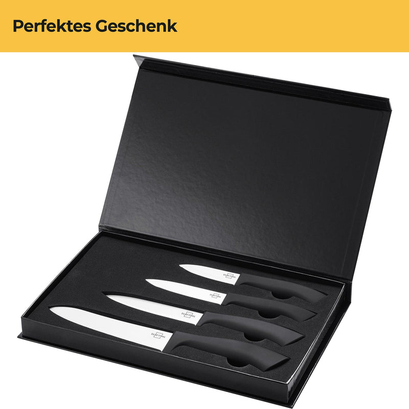 SILBERTHAL Keramikmesser Set schwarz - 4 Küchenmesser aus Keramik in edler Geschenkverpackung