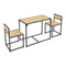 Juskys Küchentisch Set mit Esstisch & 2 Stühlen - Industrial, klein & platzsparend - 3-teilige Essgruppe für 2 Personen - Stahl - Helle Holzoptik