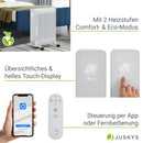 Juskys Elektroheizung Ölradiator 2500W energiesparend - WiFi Steuerung, Fernbedienung, Touch-Display, 24h Timer & 2 Heizstufen - mobil & elektrisch — Weiß