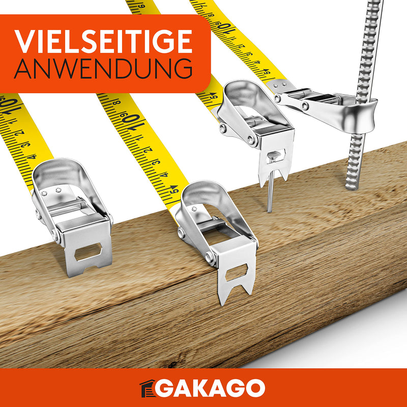 Gakago Bandmaß 50m - 3-fach übersetztes Rollmaßband mit klappbarem Hebel - Ergonomischer & rutschfester Maßband Haltegriff - Masbandrolle mit Messpunkt-Markierspitze und flexiblen Messhaken