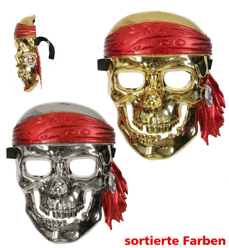 FASCHING 60809 Piraten-Maske sortiert, gold o.silber NEU/OVP