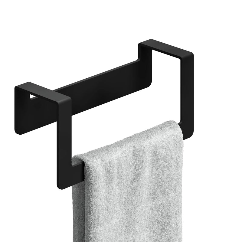 WEISSENSTEIN Handtuchstange Klein Schwarz - Edelstahl ohne Bohren 22cm - Handtuchhalter selbstklebend für Bad und Küche