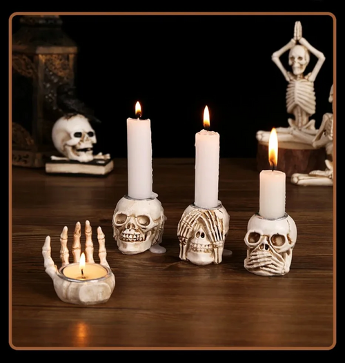 Rebolet | TotenkopfGlühen Skullight 3pc Halloween Schädel Kerzenständer Set